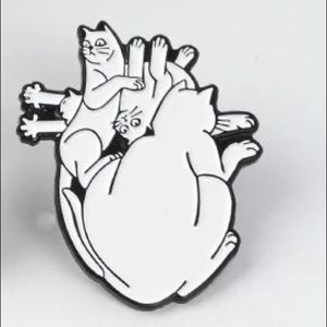 Cats Anatomical Heart Pin Abstract Cat Brooch Pin
